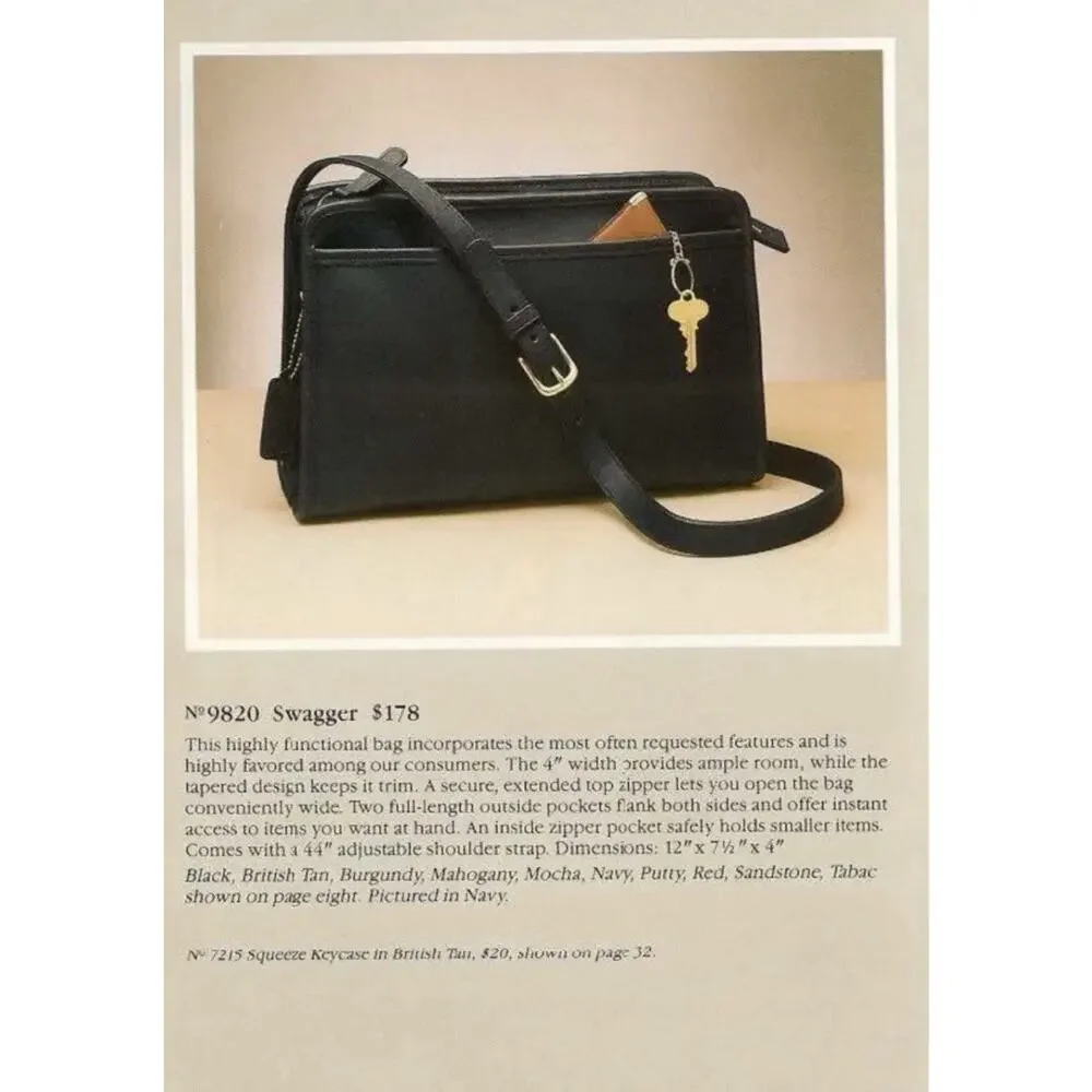 COACH Vintage 80’s Navy Leather 9820 Swagger Purse Bag Crossbody Made USA - Picture 3 of 12